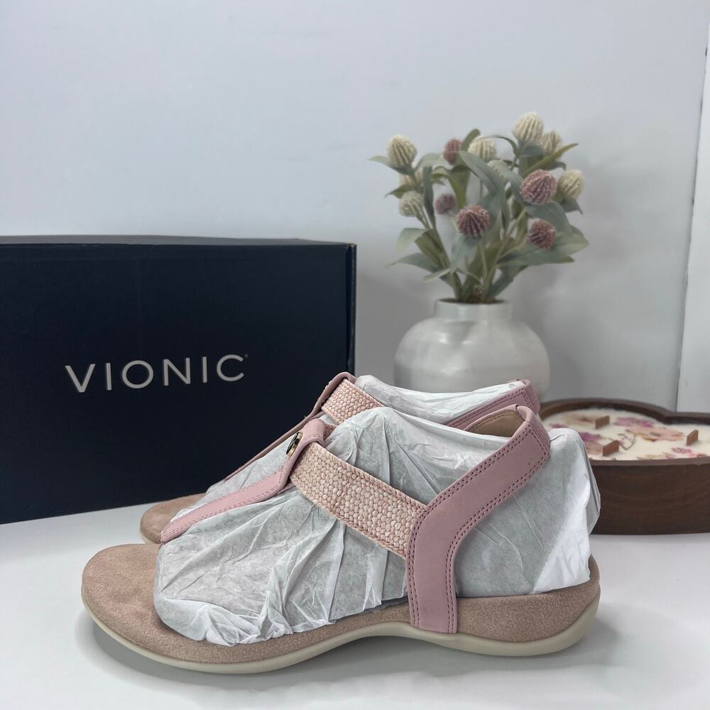 Vionic Brea Leather Toe Post Comfort Sandal Lt. Pink I9863L1650 Women 7.5 M NWB